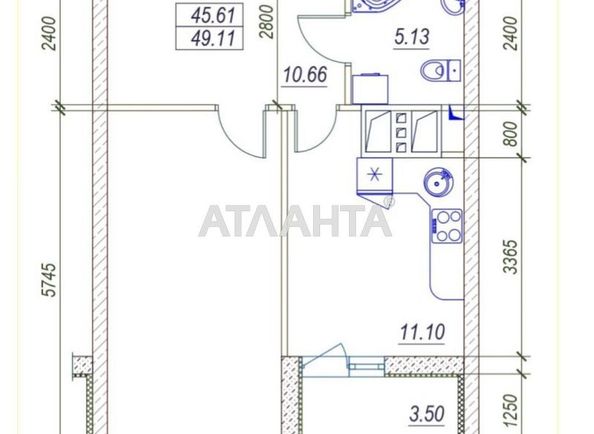 1-кімнатна квартира за адресою вул. Середньофонтанська (площа 49,1 м²) - Atlanta.ua - фото 2