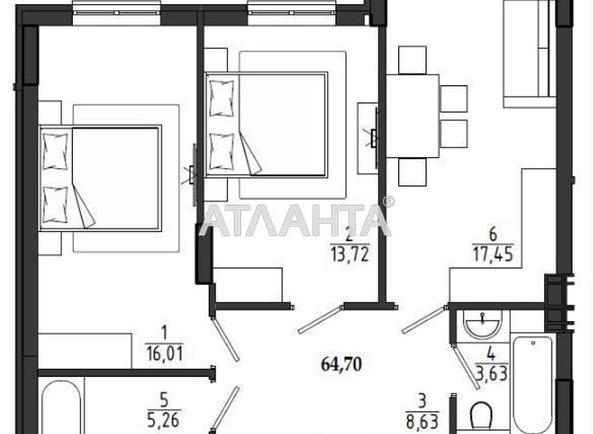 2-rooms apartment apartment by the address st. Chekhova (area 67,3 m²) - Atlanta.ua
