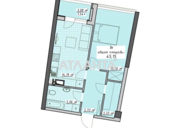 1-комнатная квартира по адресу Курортный пер. (площадь 45,2 м²) - Atlanta.ua