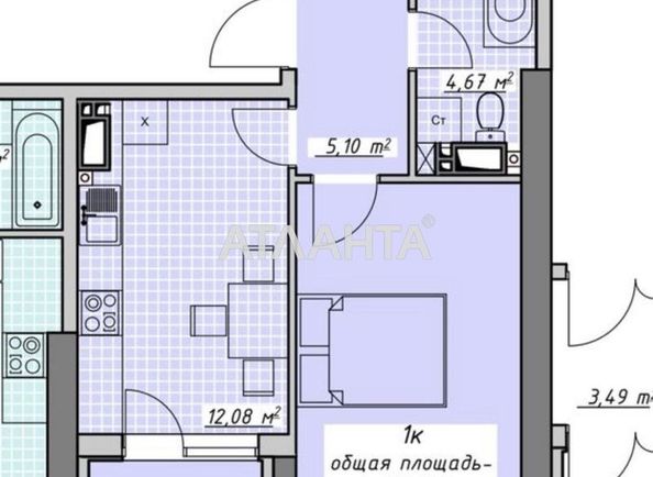 1-room apartment apartment by the address st. Kurortnyy per (area 37,7 m²) - Atlanta.ua