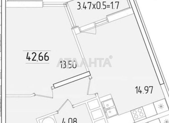 1-кімнатна квартира за адресою вул. Краснова (площа 42,7 м²) - Atlanta.ua - фото 2