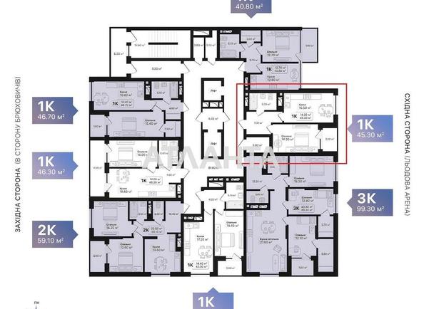 1-кімнатна квартира за адресою вул. Топольна (площа 49,3 м²) - Atlanta.ua - фото 12