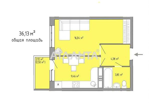 1-room apartment apartment by the address st. Pishonovskaya (area 36,2 m²) - Atlanta.ua - photo 2