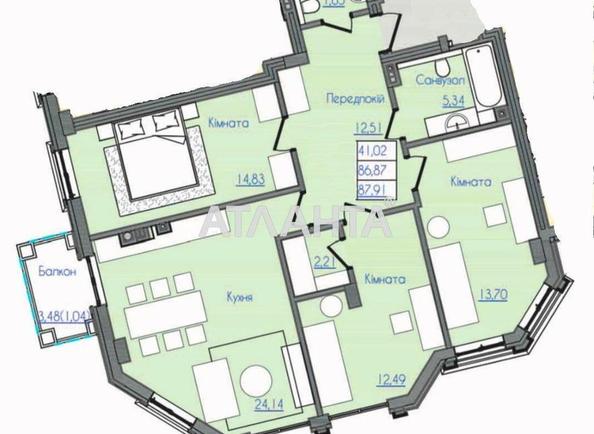 3-кімнатна квартира за адресою Фонтанська дор. (площа 87,9 м²) - Atlanta.ua