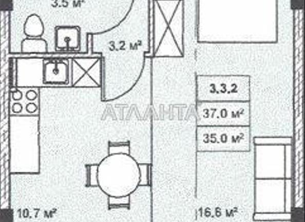 1-комнатная квартира по адресу ул. Бочарова ген. (площадь 34,8 м²) - Atlanta.ua - фото 2
