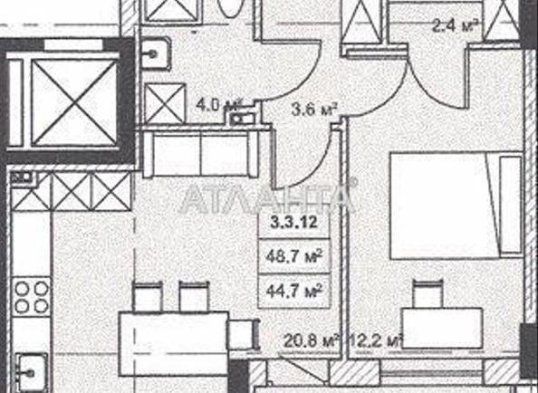 1-комнатная квартира по адресу ул. Бочарова ген. (площадь 44,6 м²) - Atlanta.ua - фото 2