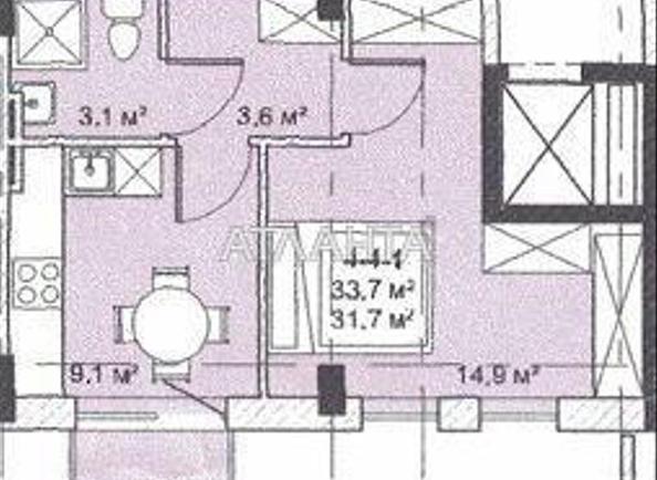 1-room apartment apartment by the address st. Bocharova gen (area 31,7 m²) - Atlanta.ua - photo 2