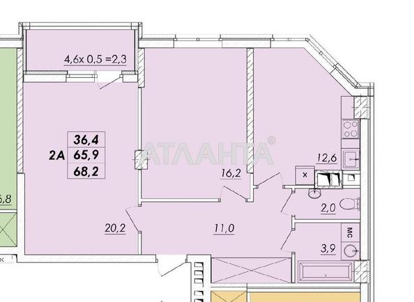 2-rooms apartment apartment by the address st. Ovidiopolskaya dor (area 68,2 m²) - Atlanta.ua