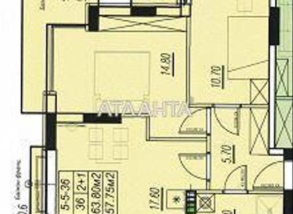 2-комнатная квартира по адресу ул. Бочарова ген. (площадь 57,8 м²) - Atlanta.ua - фото 2