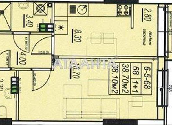 1-кімнатна квартира за адресою вул. Бочарова ген. (площа 38,1 м²) - Atlanta.ua - фото 3