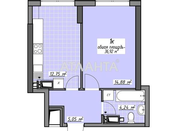 1-room apartment apartment by the address st. Glushko ak pr Dimitrova pr (area 36,9 m²) - Atlanta.ua