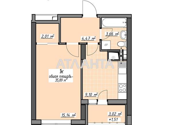 1-room apartment apartment by the address st. Glushko ak pr Dimitrova pr (area 35,9 m²) - Atlanta.ua - photo 5