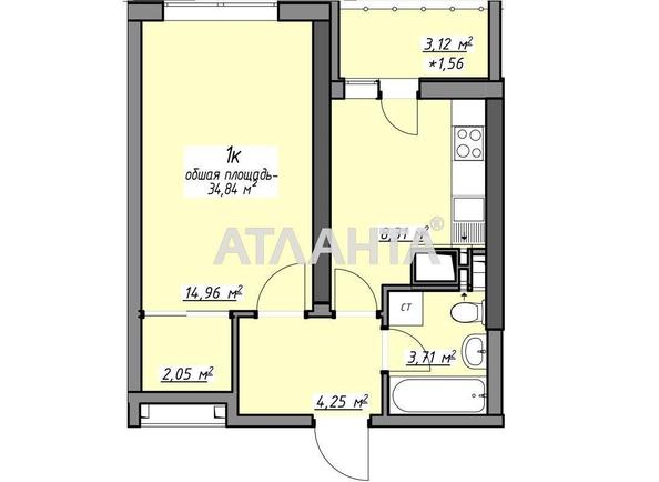 1-комнатная квартира по адресу Глушко ак. Пр. (площадь 34,8 м²) - Atlanta.ua - фото 6
