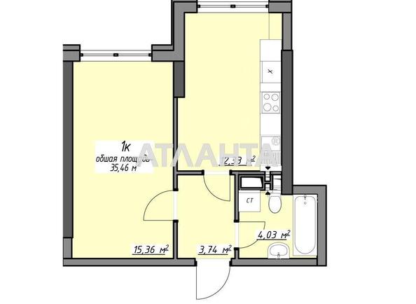 1-комнатная квартира по адресу Глушко ак. Пр. (площадь 35,5 м²) - Atlanta.ua - фото 2