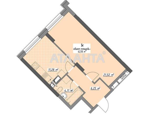 1-кімнатна квартира за адресою Глушко ак. Пр. (площа 43,2 м²) - Atlanta.ua