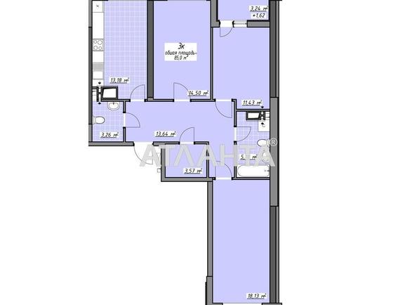 3-rooms apartment apartment by the address st. Glushko ak pr Dimitrova pr (area 85 m²) - Atlanta.ua