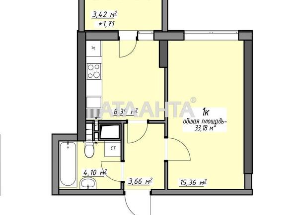 1-room apartment apartment by the address st. Glushko ak pr Dimitrova pr (area 33,2 m²) - Atlanta.ua - photo 7