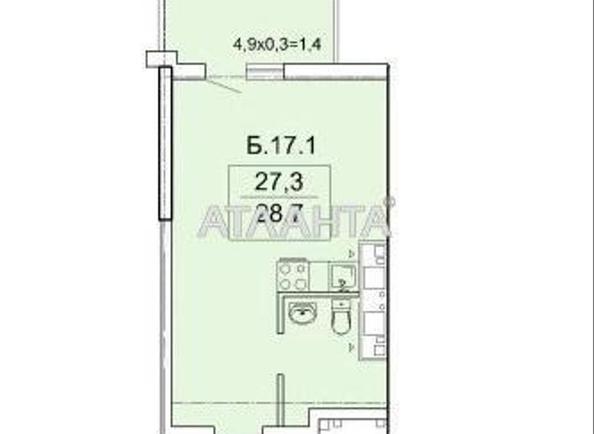 1-room apartment apartment by the address st. Topolinnyy per (area 28,7 m²) - Atlanta.ua