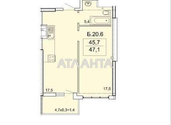1-room apartment apartment by the address st. Topolinnyy per (area 47,1 m²) - Atlanta.ua