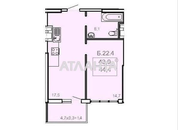 1-room apartment apartment by the address st. Topolinnyy per (area 44,4 m²) - Atlanta.ua