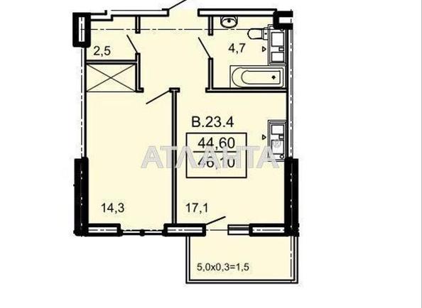 1-room apartment apartment by the address st. Topolinnyy per (area 46,1 m²) - Atlanta.ua