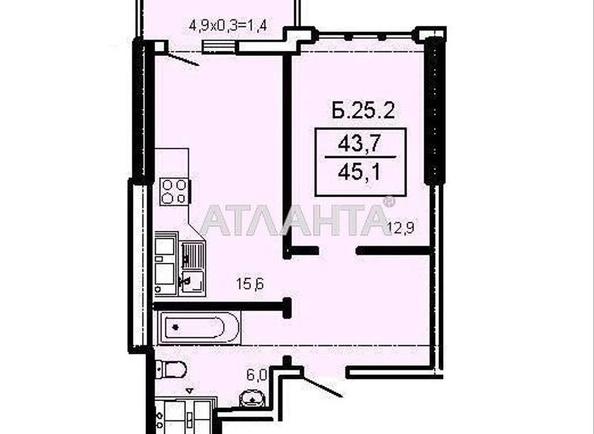 1-room apartment apartment by the address st. Topolinnyy per (area 45,1 m²) - Atlanta.ua