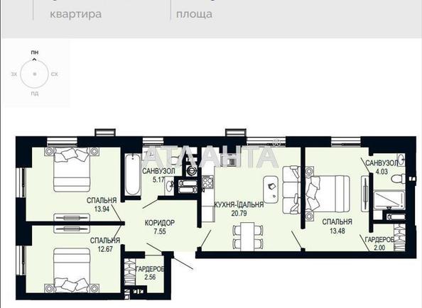 3-rooms apartment apartment by the address st. Shchurata V ul (area 82,2 m²) - фото 17 3-rooms apartment apartment by the address st. Shchurata V ul (area 82,2 m²) - Atlanta.ua - фото 17
