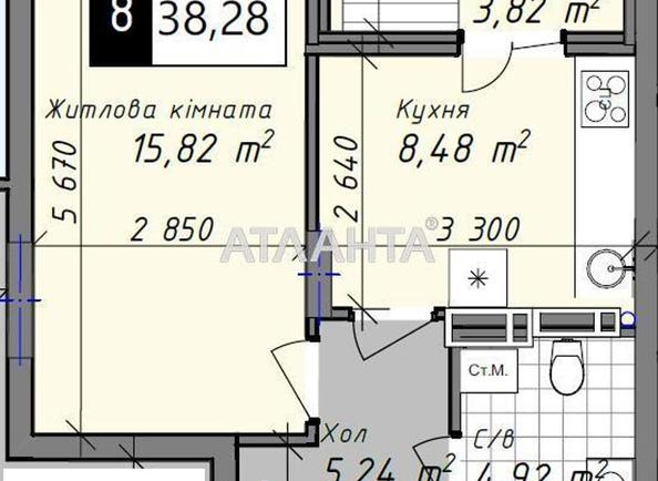 1-room apartment apartment by the address st. Promyshlennaya (area 38,3 m²) - Atlanta.ua - photo 2
