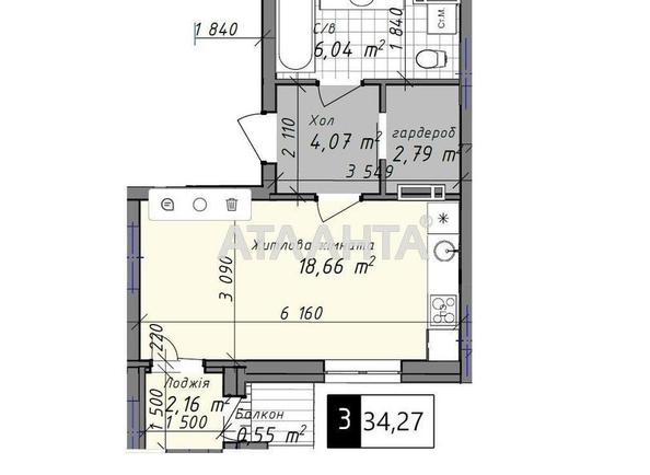 1-room apartment apartment by the address st. Promyshlennaya (area 34,3 m²) - Atlanta.ua - photo 2