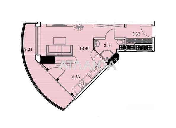 1-кімнатна квартира за адресою вул. Аркадійське плато (площа 34,7 м²) - Atlanta.ua - фото 2