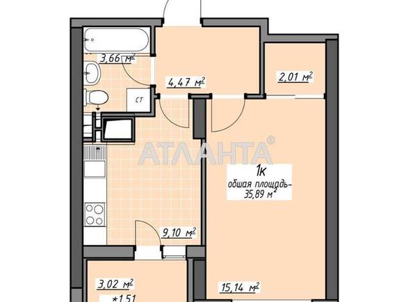 1-room apartment apartment by the address st. Glushko ak pr Dimitrova pr (area 35,9 m²) - Atlanta.ua - photo 2