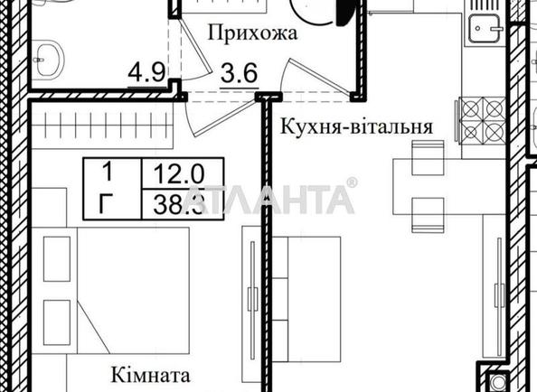 1-комнатная квартира по адресу ул. Строительная (площадь 38,5 м²) - Atlanta.ua - фото 10