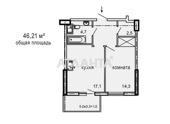 1-room apartment apartment by the address st. Topolinnyy per (area 46,2 m²) - Atlanta.ua - photo 2