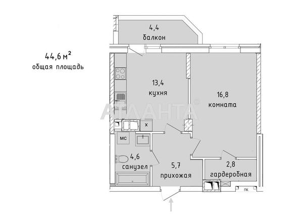 1-кімнатна квартира за адресою Овідіопольська дор. (площа 44,6 м²) - Atlanta.ua - фото 2