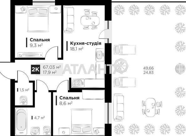 2-комнатная квартира по адресу Пасечная ул.   (площадь 67,0 м²) - Atlanta.ua - фото 2