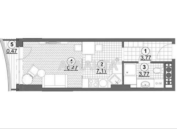 1-room apartment apartment by the address st. Gagarinskoe plato (area 26,8 m²) - Atlanta.ua - photo 2