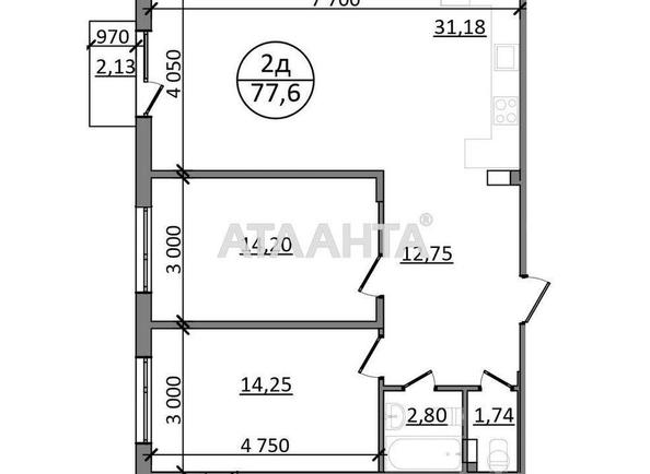 2-rooms apartment apartment by the address st. Zelenaya bokovaya (area 77,6 m²) - Atlanta.ua - photo 2