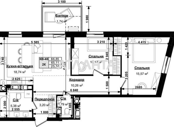 2-кімнатна квартира за адресою вул. Стрийська (площа 66,9 м²) - Atlanta.ua - фото 4