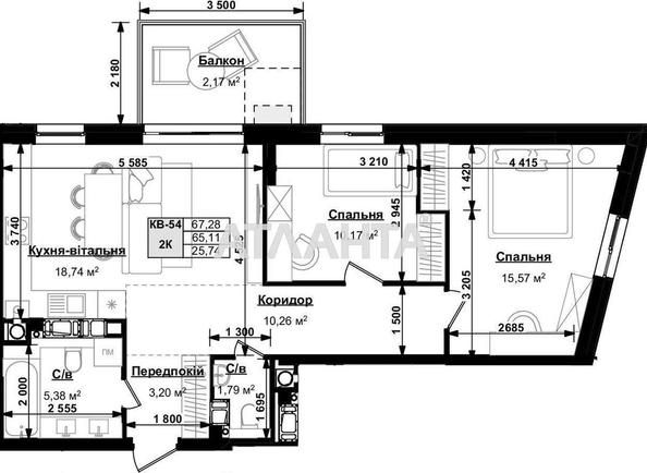 2-кімнатна квартира за адресою вул. Стрийська (площа 67,3 м²) - Atlanta.ua - фото 3