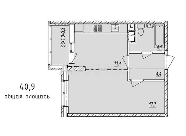 1-комнатная квартира по адресу ул. Прохоровская (площадь 40,9 м²) - Atlanta.ua - фото 2