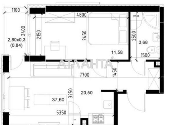 1-кімнатна квартира за адресою 7 км Овідіопольської дор. (площа 38,6 м²) - Atlanta.ua