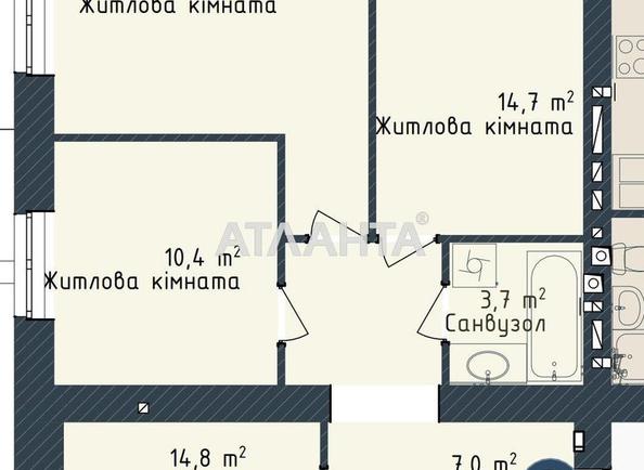 3-кімнатна квартира за адресою вул. Промислова (площа 76,3 м²) - Atlanta.ua