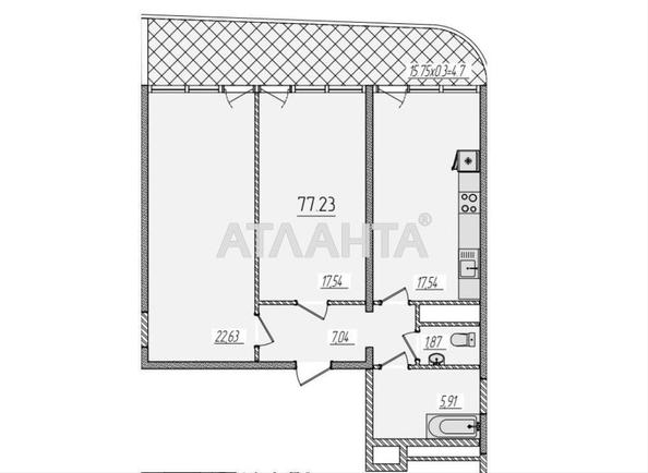 1-комнатная квартира по адресу ул. Краснова (площадь 77,2 м²) - Atlanta.ua