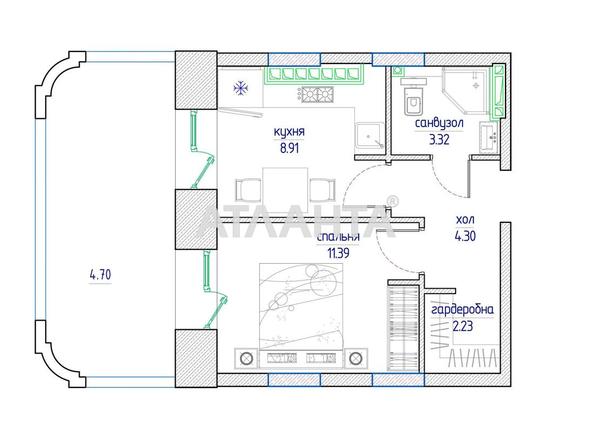 1-кімнатна квартира за адресою вул. Гімназійна (площа 37,2 м²) - Atlanta.ua - фото 3