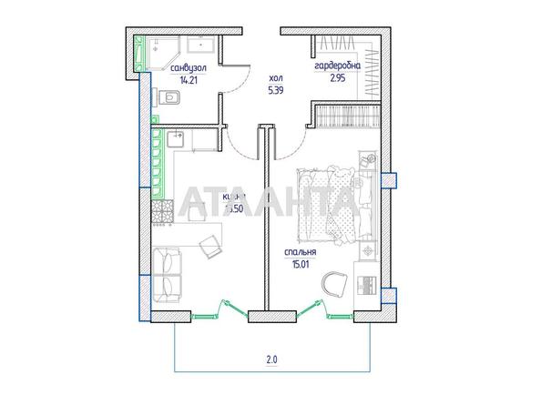 1-кімнатна квартира за адресою вул. Гімназійна (площа 45,4 м²) - Atlanta.ua - фото 4