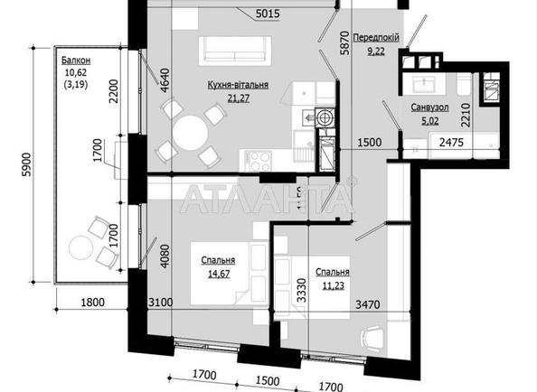 2-кімнатна квартира за адресою вул. Орлика Пилипа (площа 64,6 м²) - Atlanta.ua