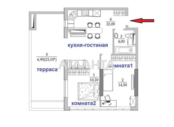 1-кімнатна квартира за адресою вул. Вільямса ак. (площа 59,5 м²) - Atlanta.ua - фото 2