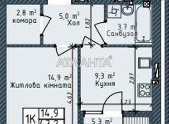 1-комнатная квартира по адресу ул. Промышленная (площадь 47,2 м²) - Atlanta.ua - фото 2