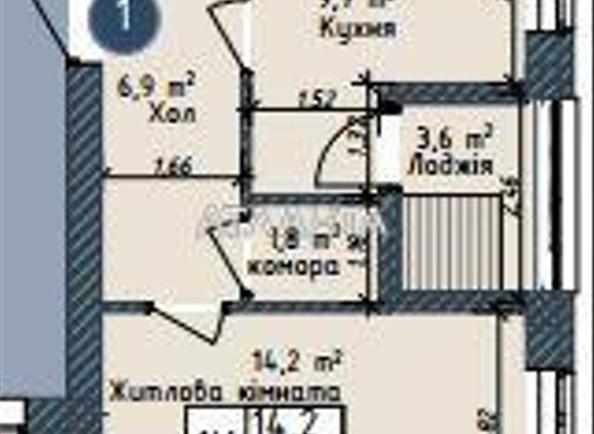 1-комнатная квартира по адресу ул. Промышленная (площадь 41,3 м²) - Atlanta.ua - фото 2