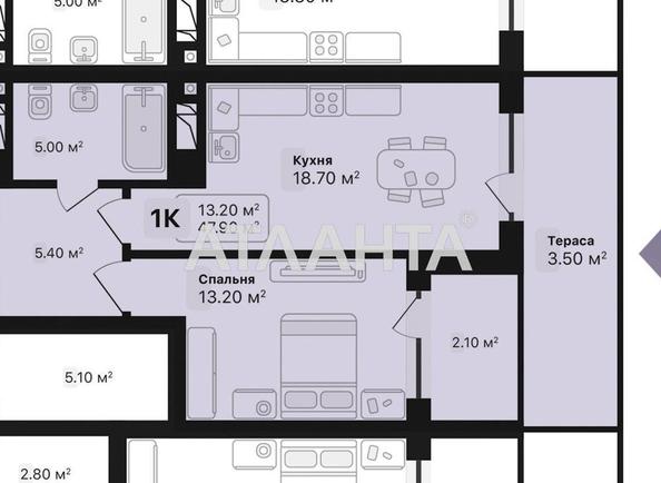 1-комнатная квартира по адресу Топольная ул.   (площадь 47,9 м²) - Atlanta.ua - фото 8